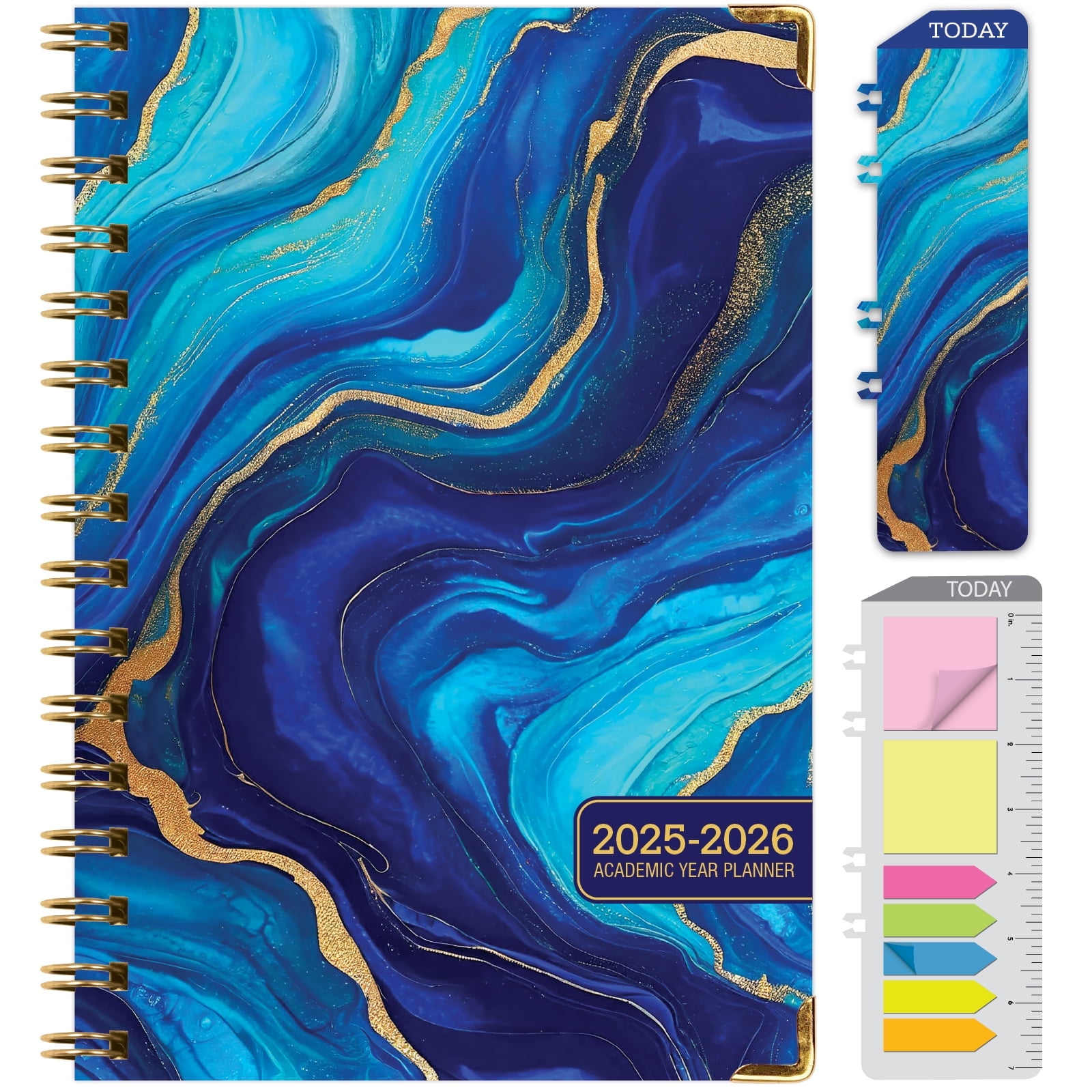 Global Printed Products Academic Planner 2025-2026 (Dark Blue Marble, 5.5 in x 8 in) olgem