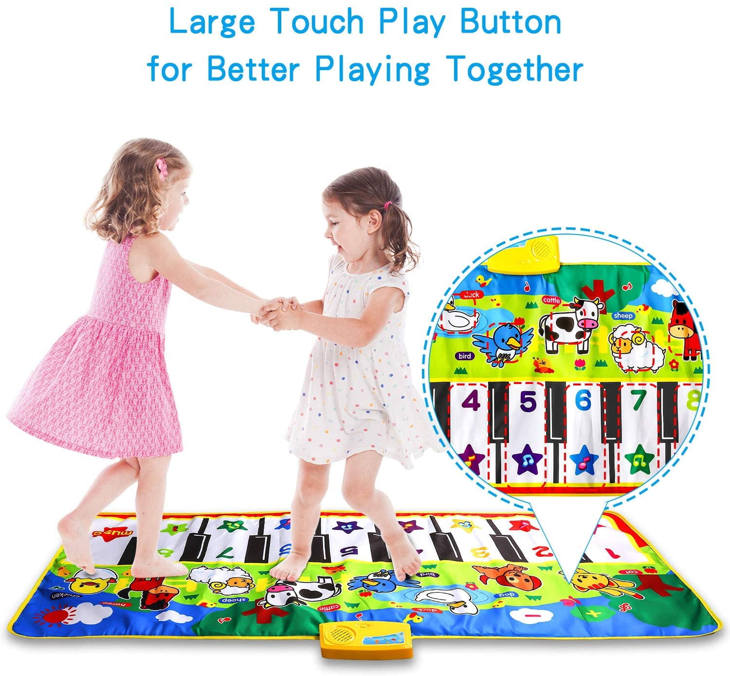 Rirool Interactive Music Piano Mat for Kids, Educational Dance Floor Toy with 8 Animal Sounds (53 in x 23 in) i7qr0