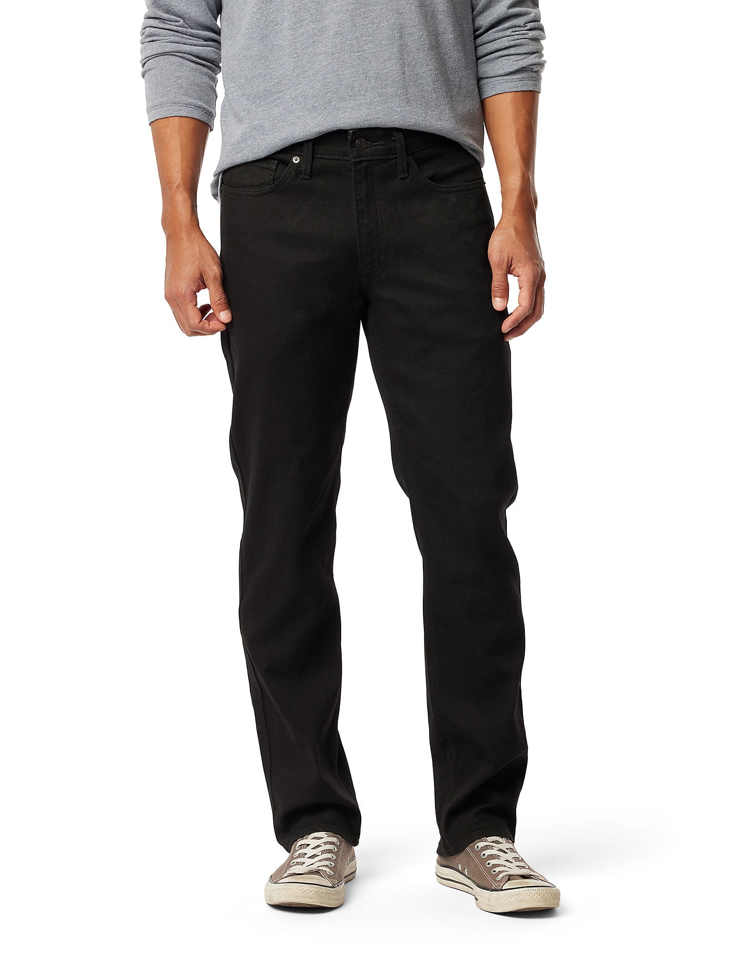 Levi Strauss Signature Men's Straight Fit Flexible Waistband Jeans (Black, 32x30) ztvnn