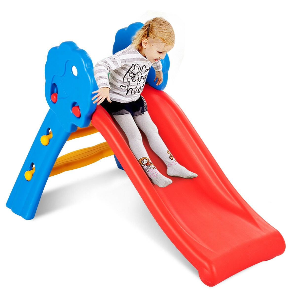 INFANS Kids Folding Play Slide, Indoor and Outdoor Climber for Toddlers (Red, 110 lb Capacity) obwdz