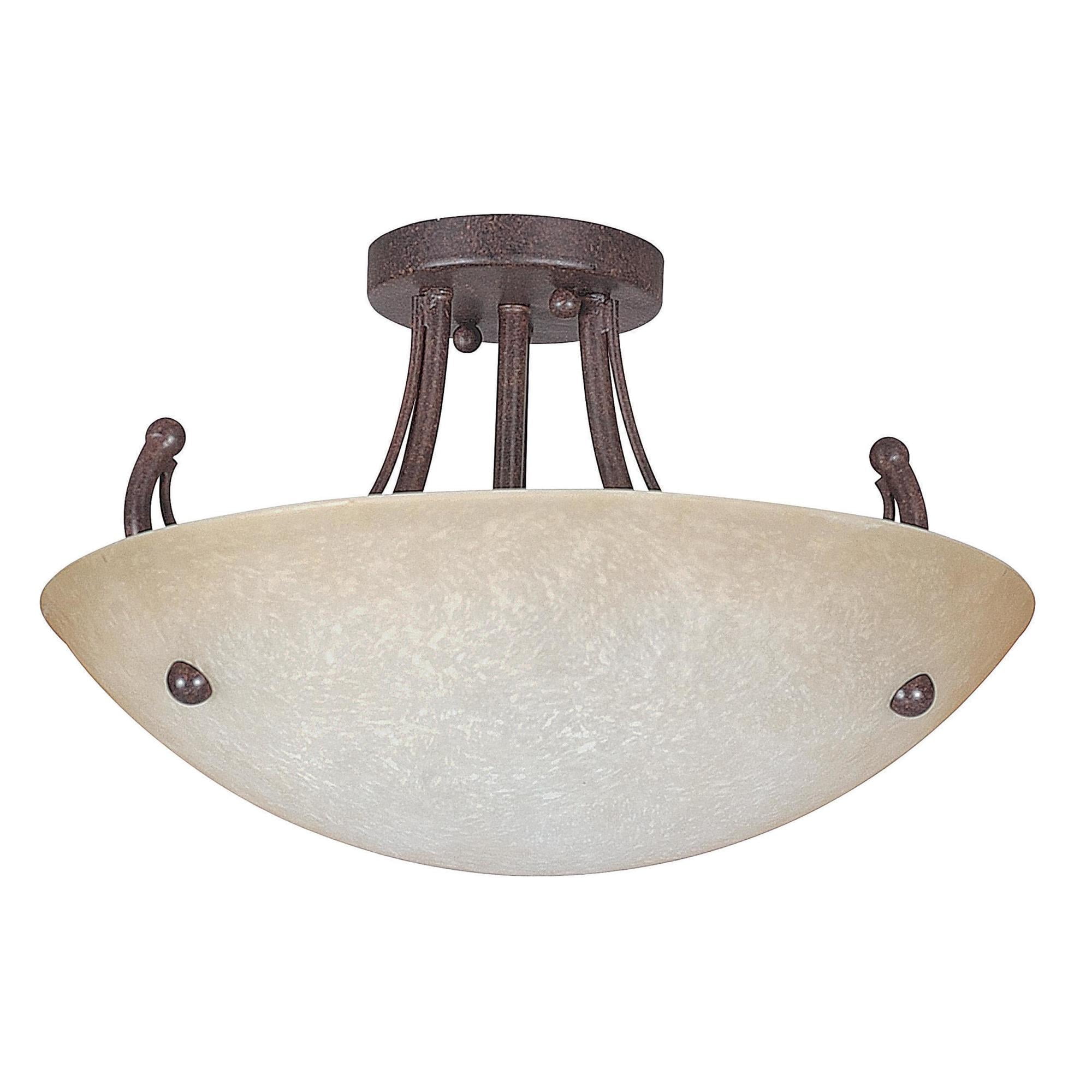 Sunset Lighting Tempest 3-Light Semi-Flush Ceiling Fixture, Transitional Style, Rubbed Bronze Finish (16 in Wide) f821t