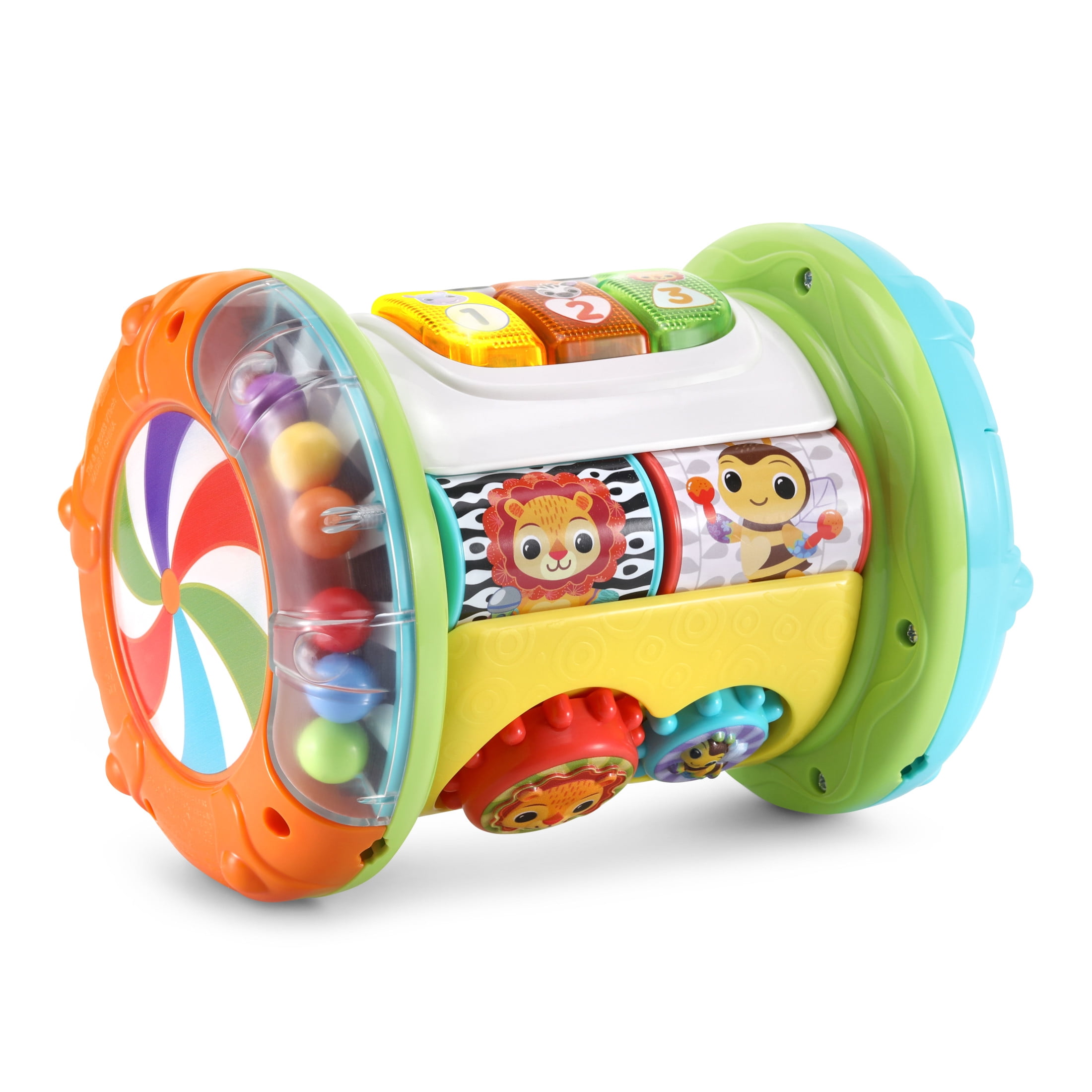 VTech Baby 2-in-1 Roll & Discover Roller Drum Interactive Learning Toy (Multi-Color, 1 Unit) 5ec5z