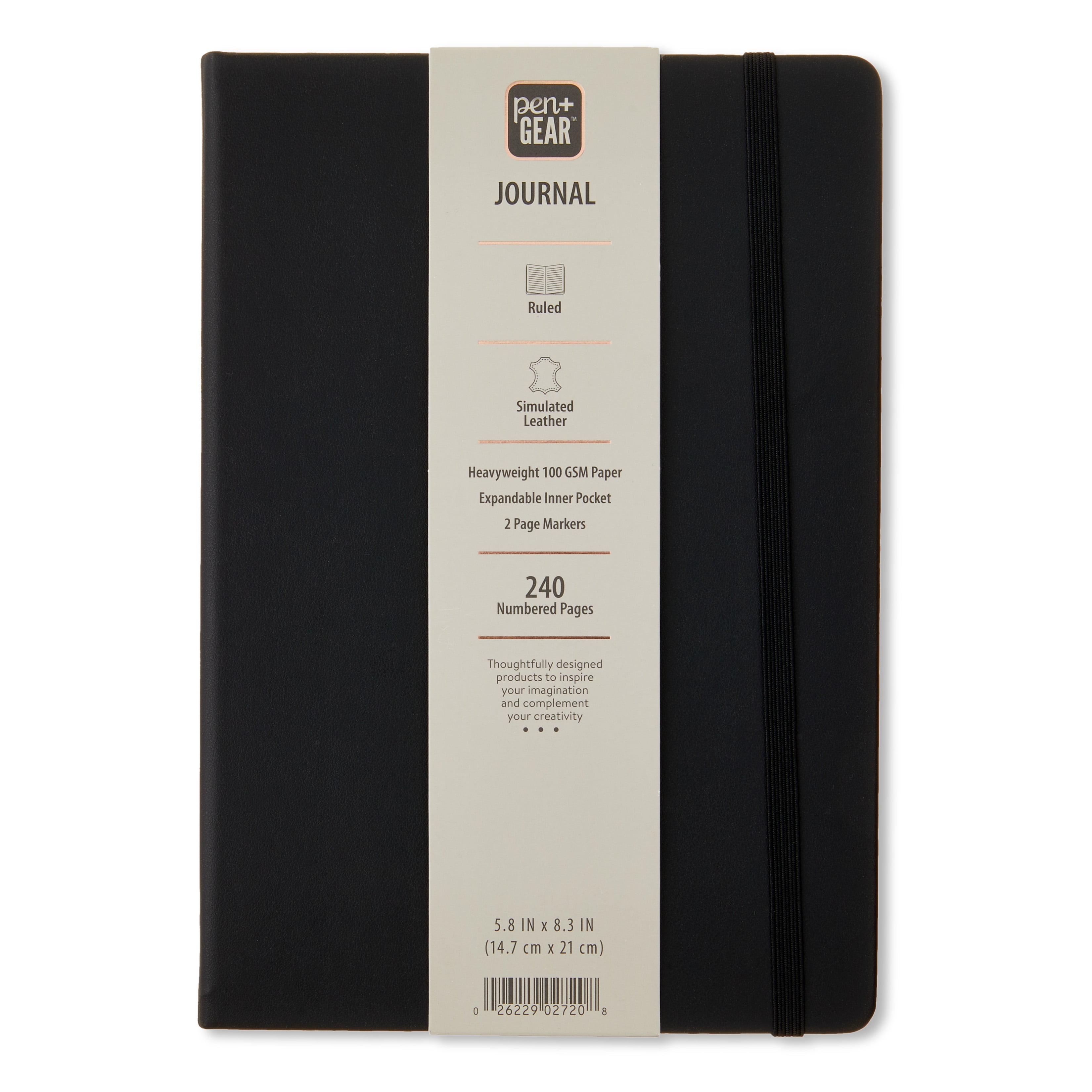 Pen+Gear Simulated Leather Journal, Professional Hardcover Notebook, Ruled Pages (Black, 5.8 in x 8.3 in) hbr8o
