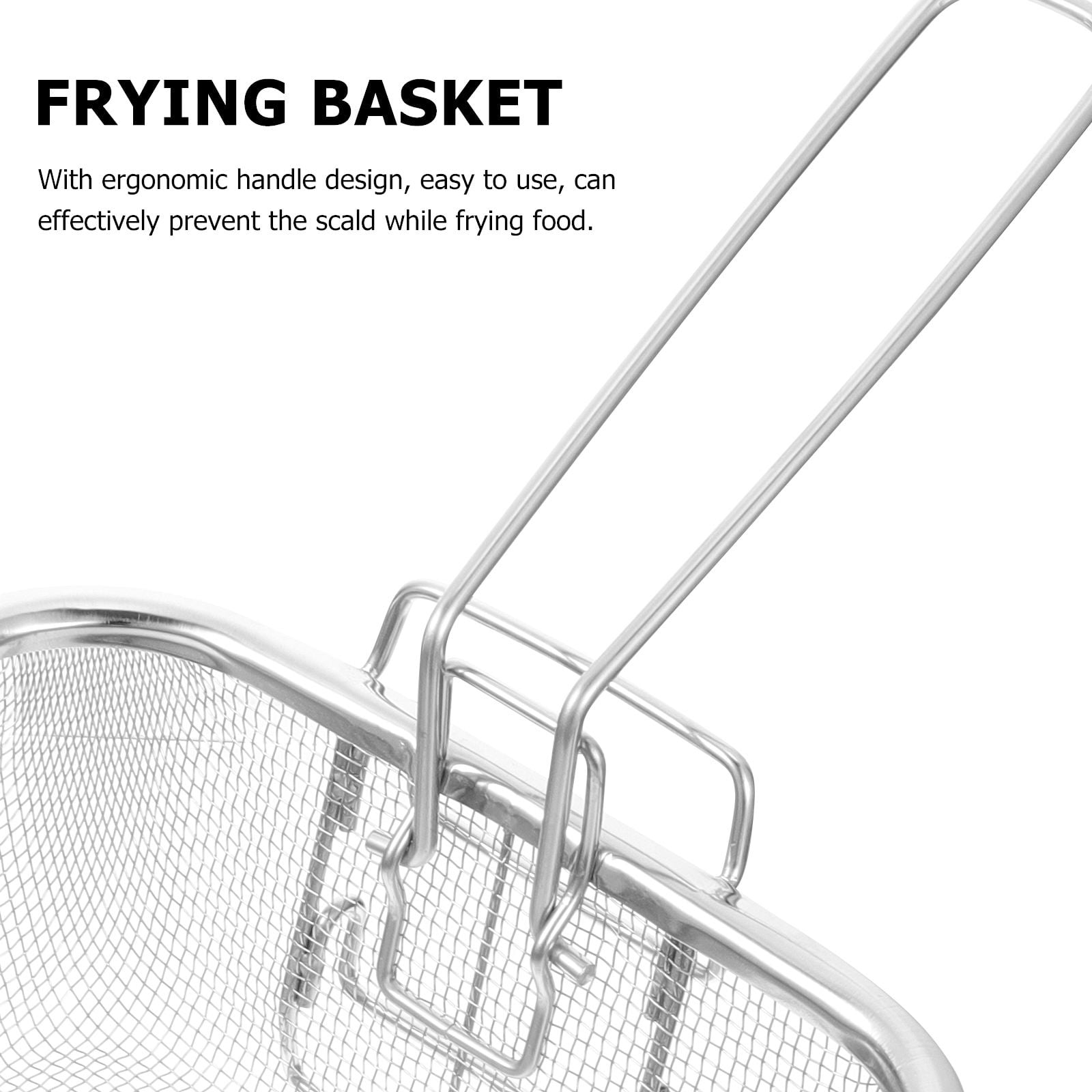 LOLIPPYY Stainless Steel Square Deep Fryer Basket with Fine Mesh Strainer (Silver, 8 in x 8 in) xy963