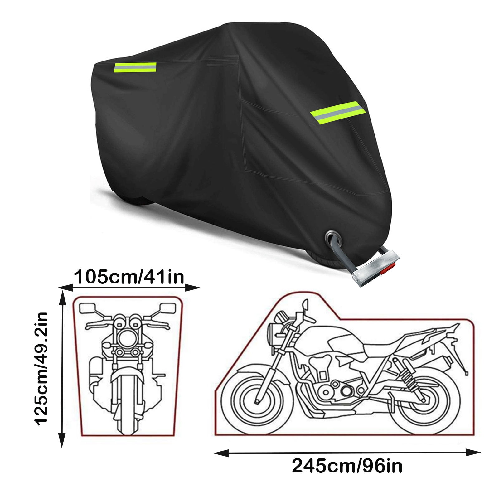 Pakasept Motorcycle Cover All-Season Waterproof Outdoor Protection with Lock-Holes and Storage Bag (Black, 96.5 in) q1tpn