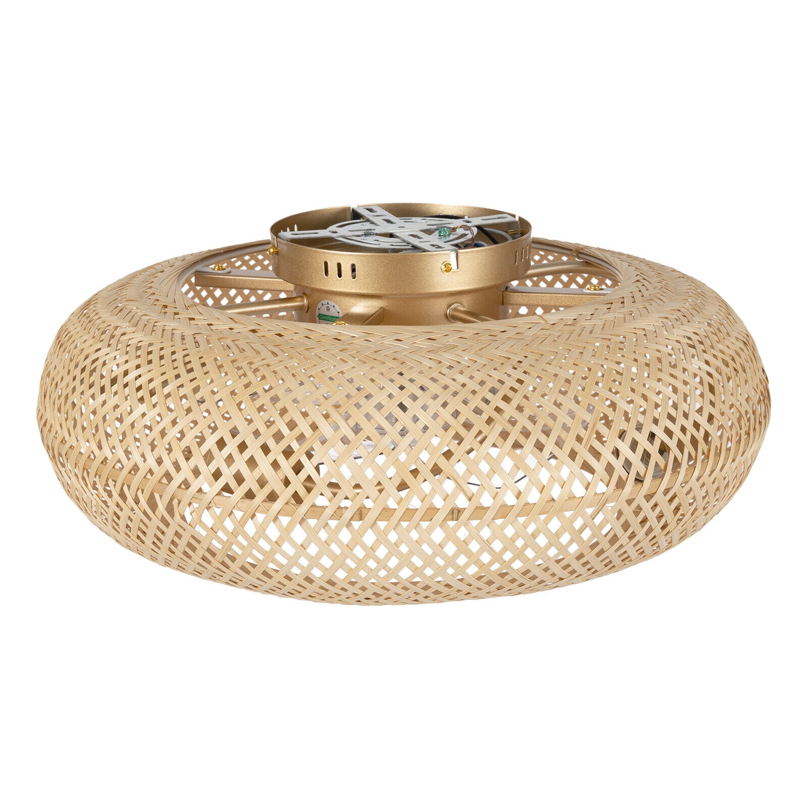 Generic Bamboo Ceiling Fan Farmhouse Boho Rattan Woven Light with Remote Control (Natural, 20 in) 023ca