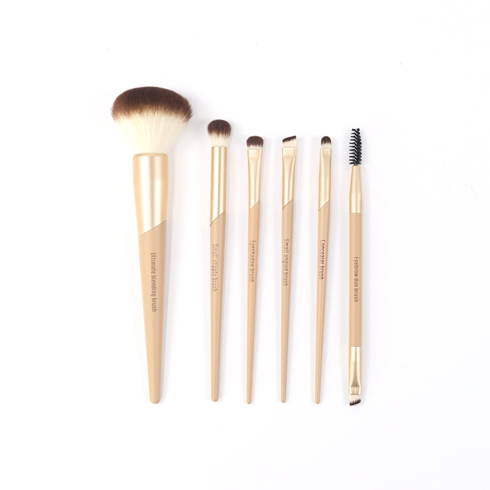 Walmart 6 Piece Foundation Makeup Brush Set Professional Cosmetic Application Tool (Gold, 6 Piece Set) f37kk