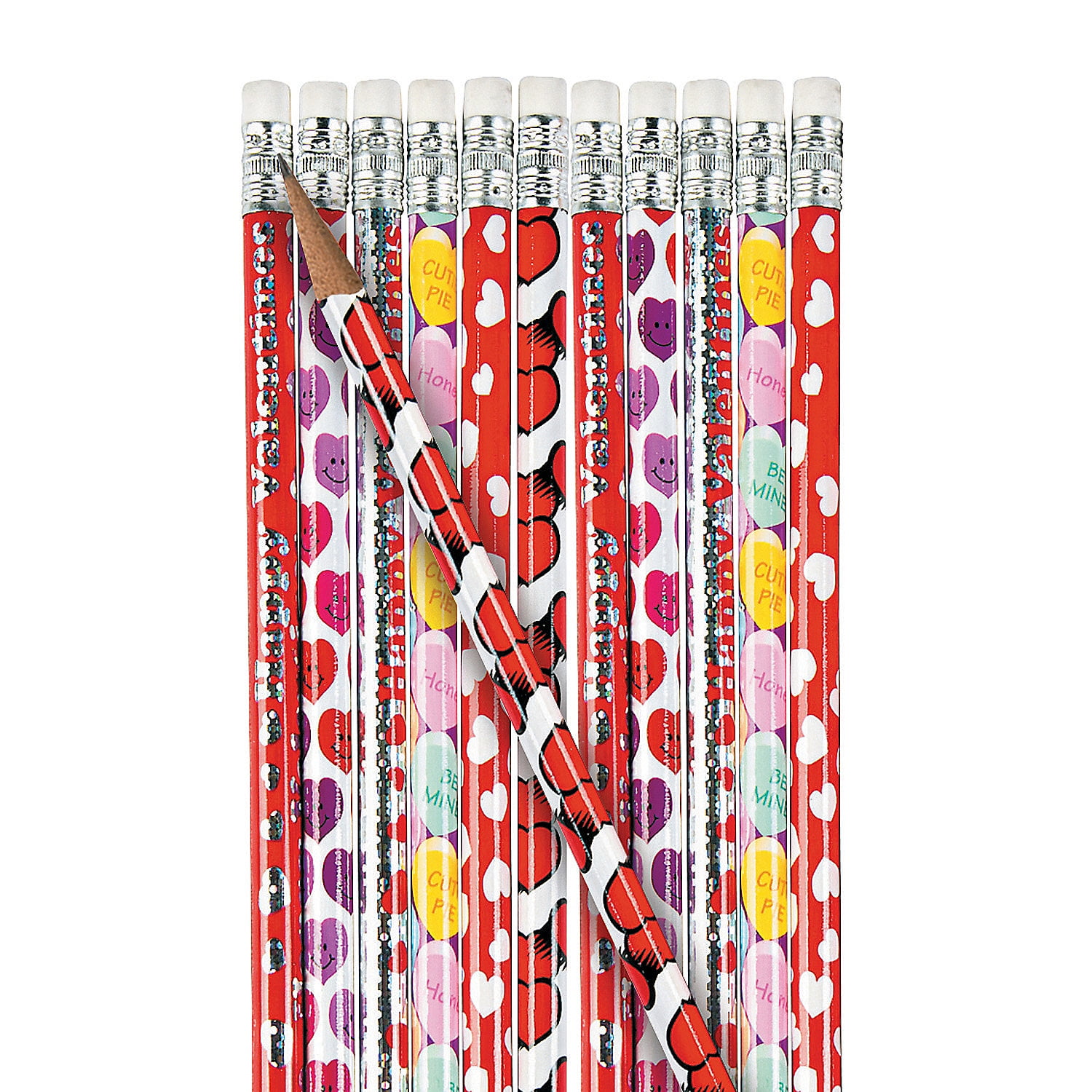 Fun Express Valentine Pencils, Festive Classroom Exchange Stationery (Assorted Colors, 144 Count) 9344g