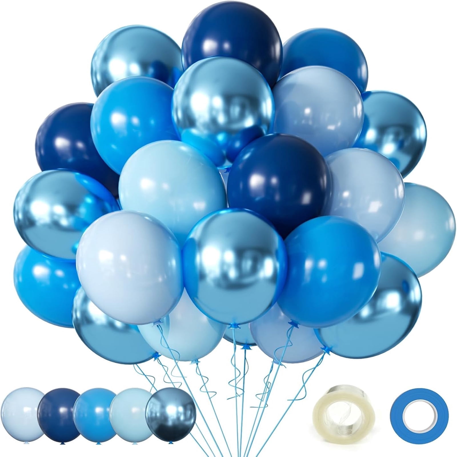 AUCLAY 60Pcs Metallic Navy Blue Latex Balloon Kit for Party Decorations (12 in) xzlzs