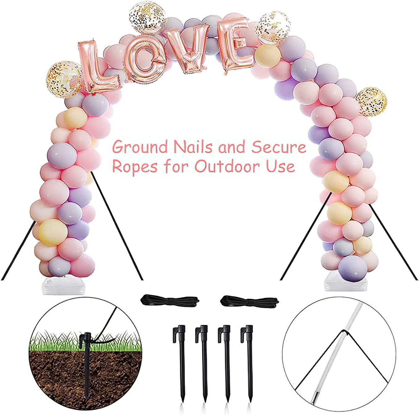 Ponamfo Balloon Arch Stand Kit with Pump and Water Fillable Base (White, 82 Piece Set) 76ptv