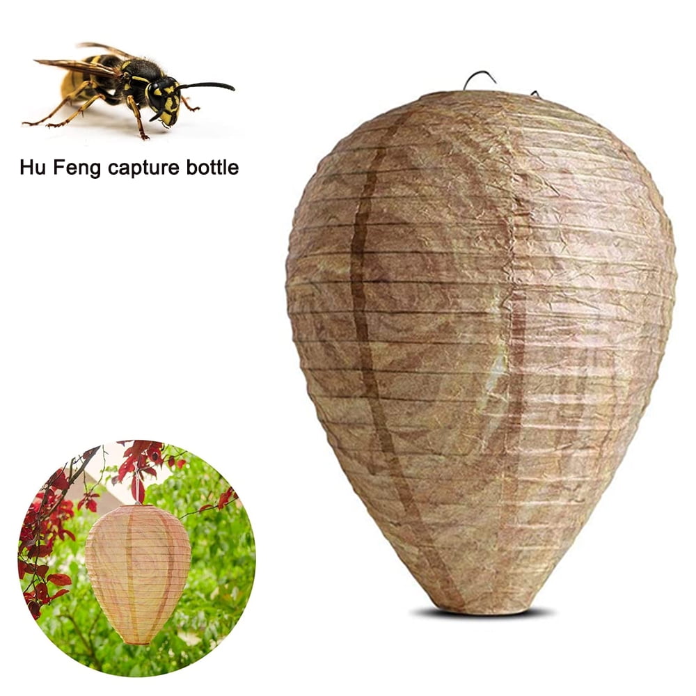 Pamolon Outdoor Wasp Nest Decoy, Natural Deterrent for Patios and Gardens (4 Count, 8.5 in x 11 in) xzw9c