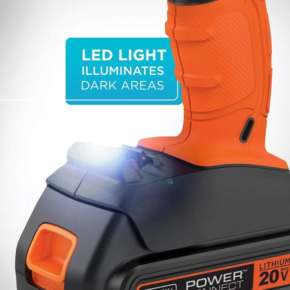 BLACK+DECKER 20V Max Cordless Drill Driver Kit with LED Work Light (Black, 1.5 Ah) jmj0q