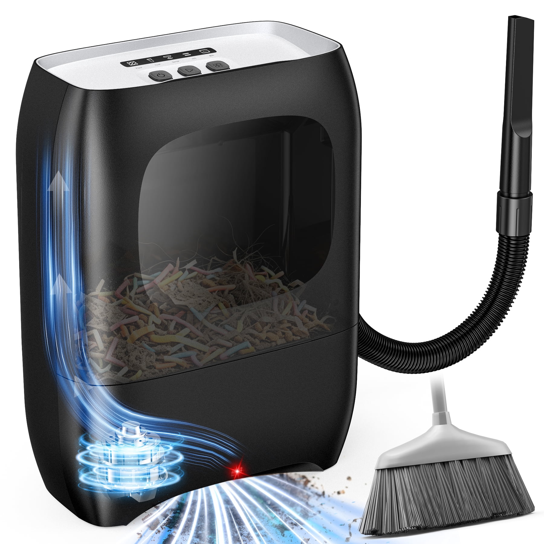 VicTsing Touchless Stationary Vacuum, Automatic Electric Dustpan for Pet Hair and Debris (Black, 1 Unit) 98txa