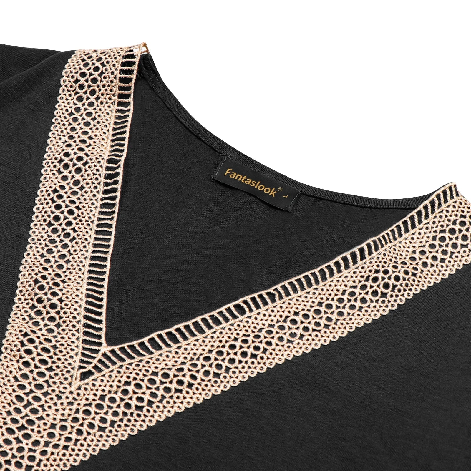 Fantaslook Womens Lace Blouse V Neck Cap Sleeve Casual Summer Top (Black, L) w2qfk