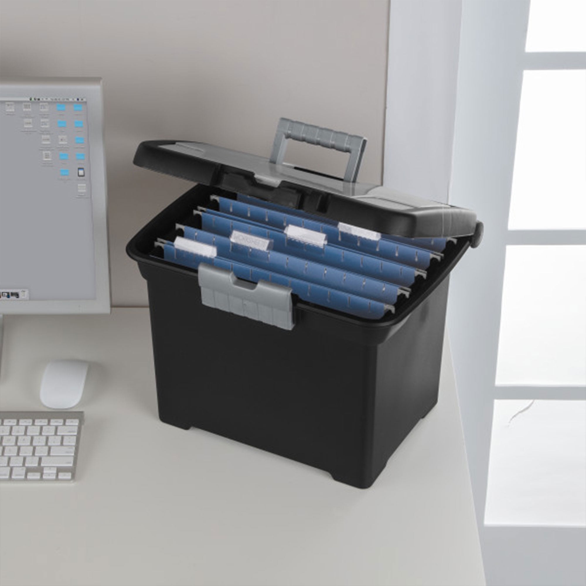 Sterilite Portable Lockable File Box with Lid Storage and Handle (Black, 4 Pack) wwfav