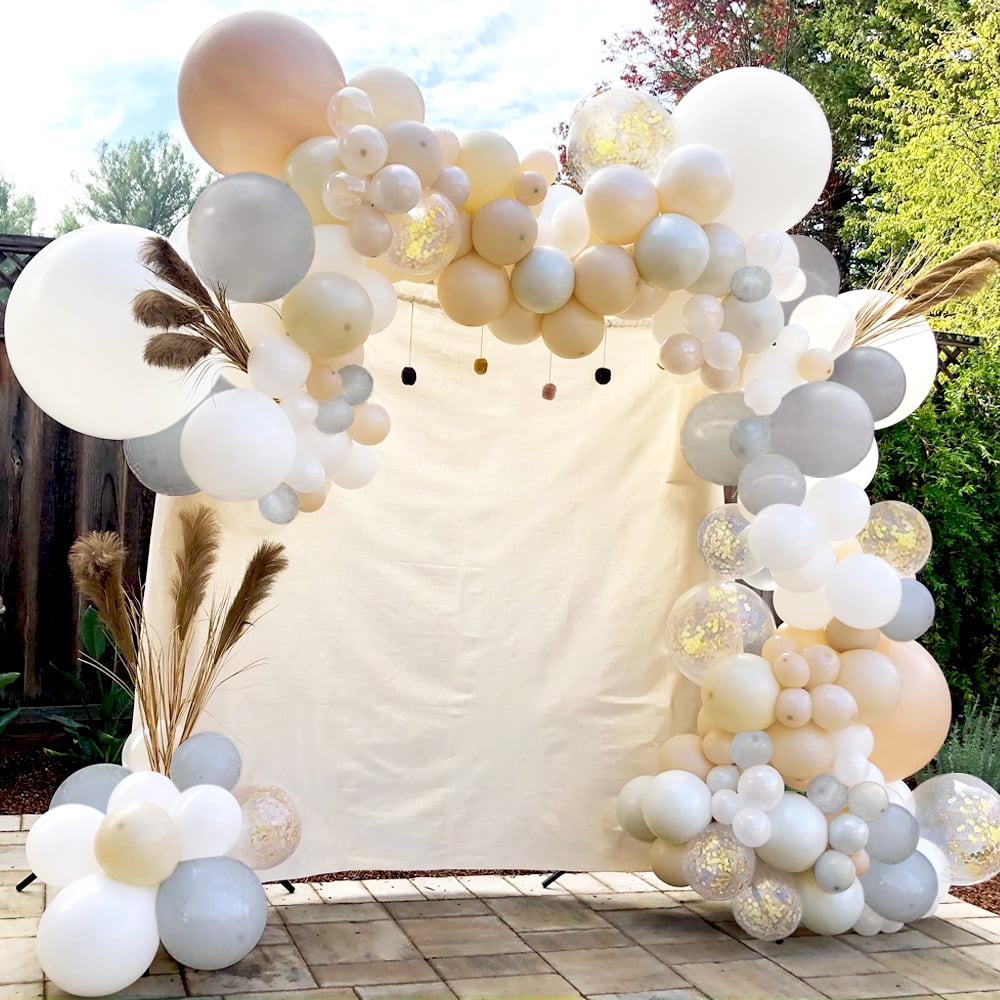 Sweet Baby Company Neutral Balloon Garland Arch Kit for Party Decorations (Matte Sand, Gray, Nude, White, Gold, 115 Piece Set) 41imx