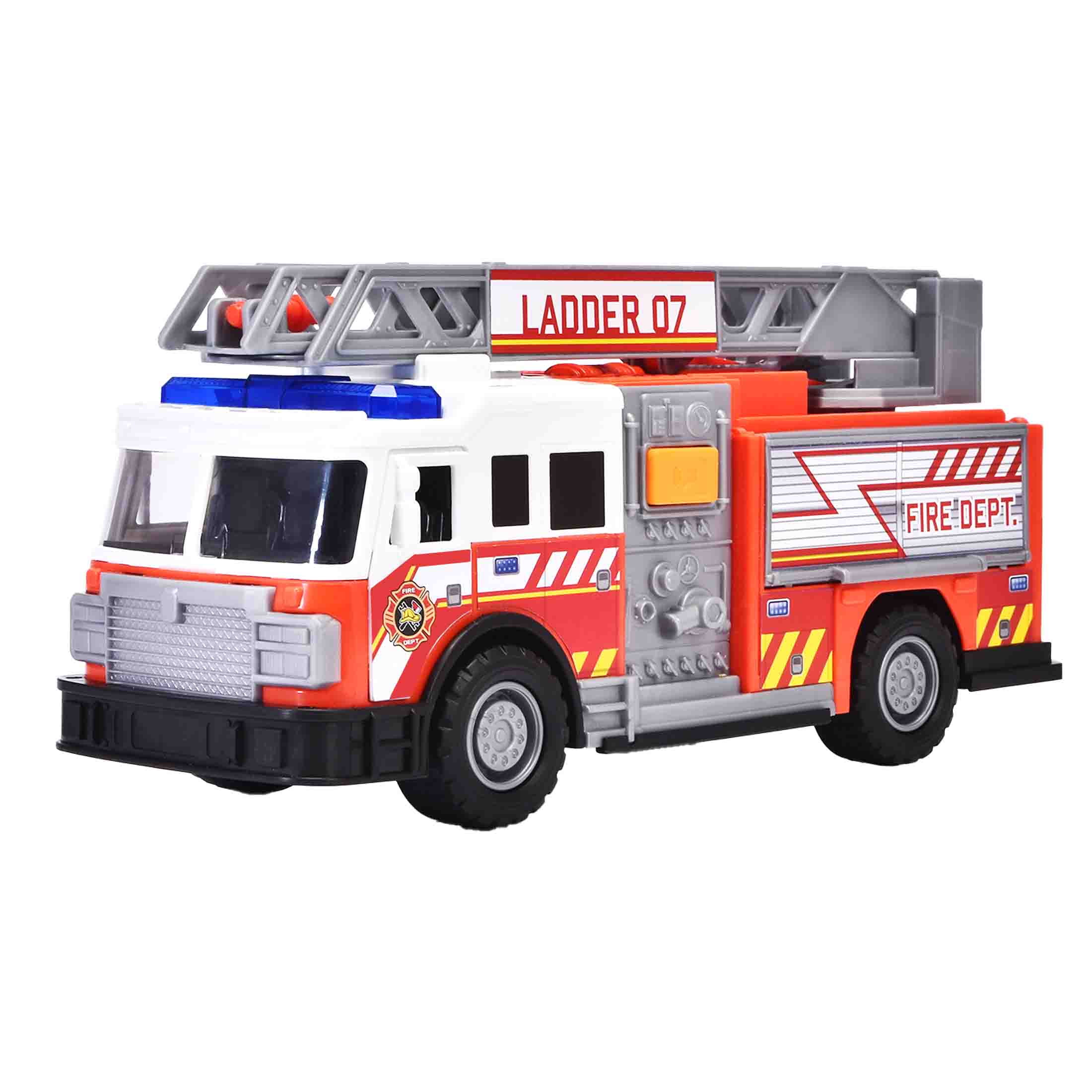 Adventure Force Fire Truck Toy with Lights and Sounds (13.59 in x 4.86 in x 11.81 in) nx4bh