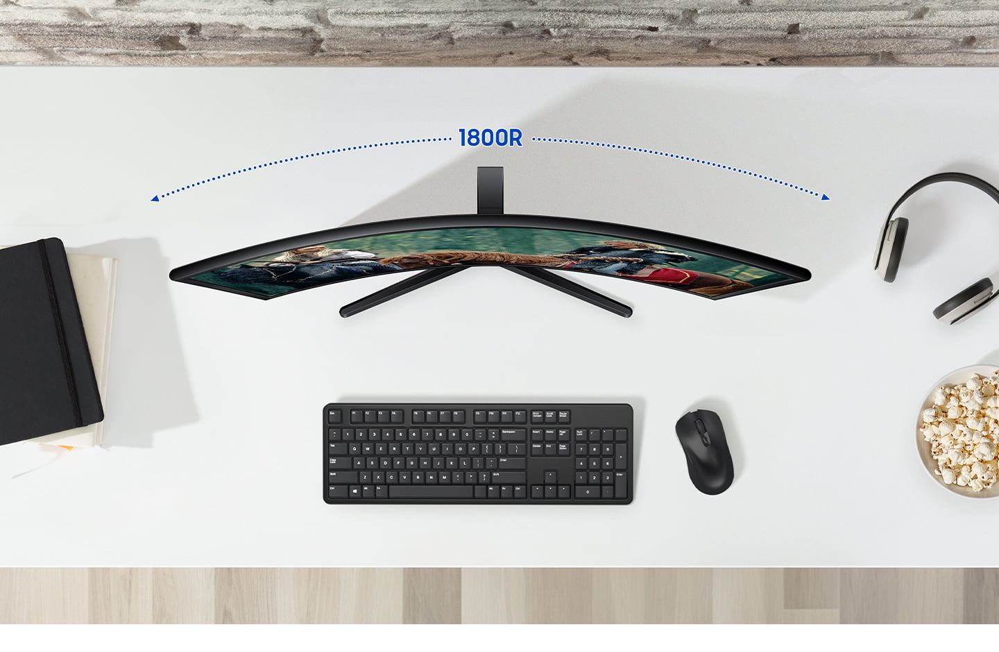 Samsung Essential S3 27 in FHD 100Hz Curved Monitor (Black, 27 in) wfzqu