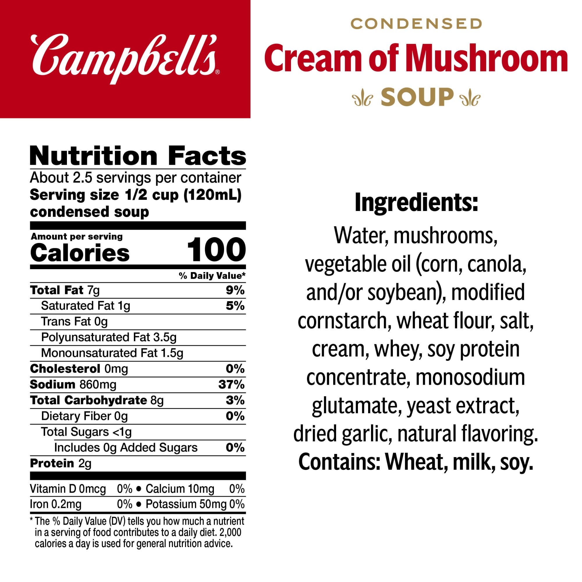 Campbell's Condensed Cream of Mushroom Soup (10.5 oz) 214rm