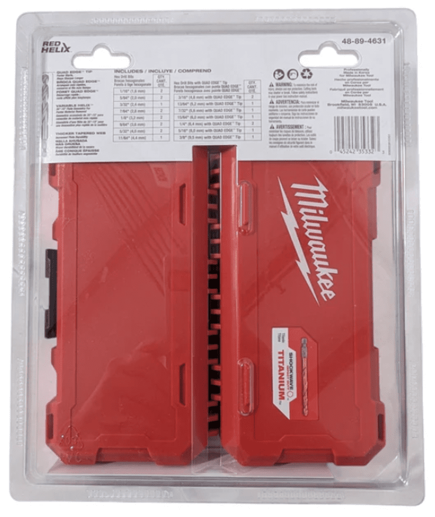 Milwaukee SHOCKWAVE 23-Piece Impact Duty RED HELIX Titanium Twist Drill Bit Set (1/4 in Hex Shank, PACKOUT-Compatible Case) 5faei