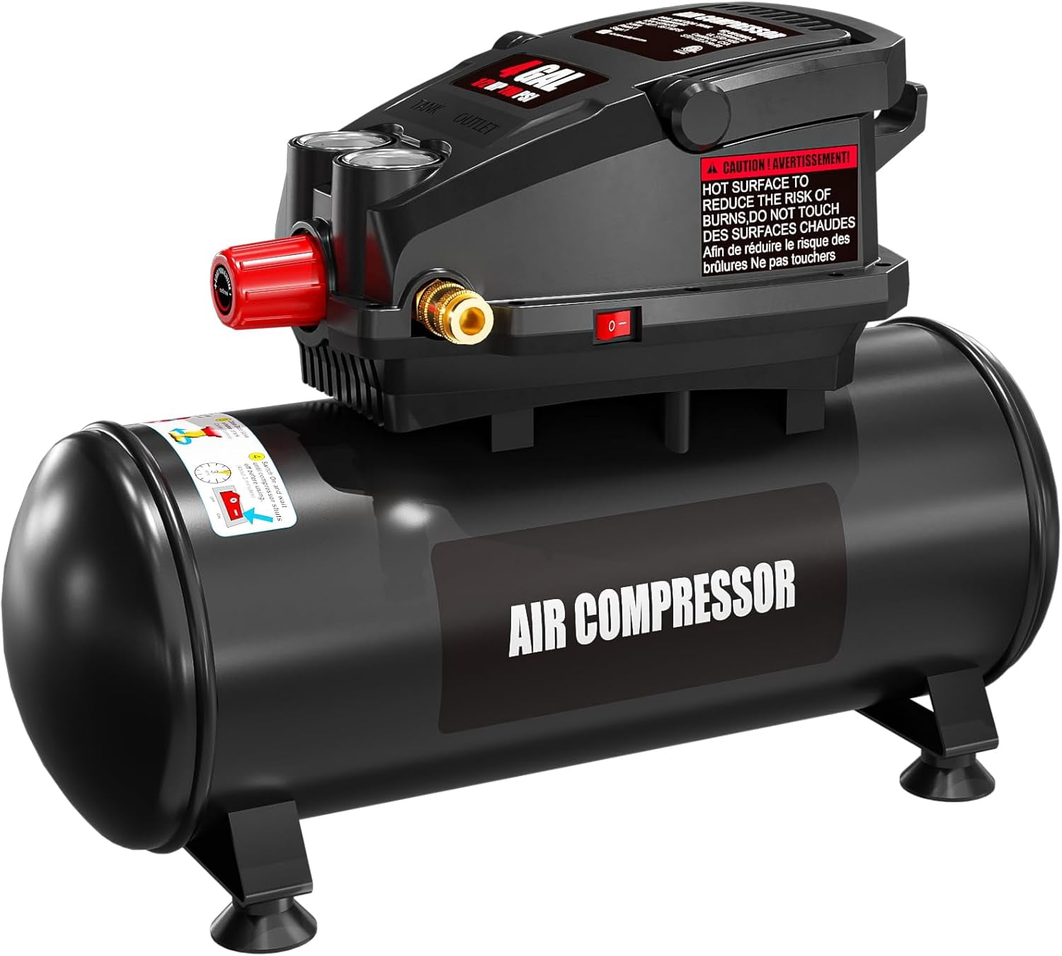 Sedeke Portable Air Compressor, Oil-Free Garage Air Tool for Car Repair and Woodworking (Black, 4 Gallon) ed488