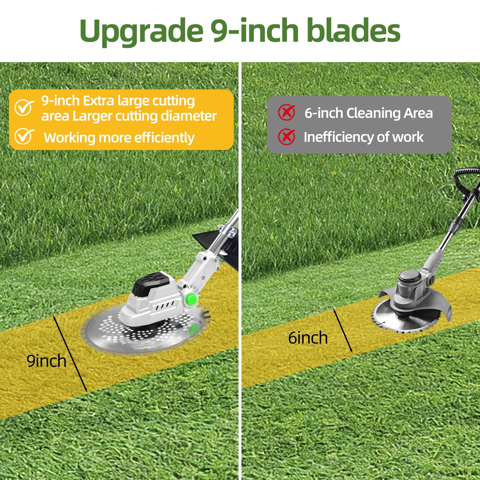 KingFurt 21V Cordless Electric Weed Wacker, Lightweight Grass Trimmer for Lawn Edging (Grey, 9 in) 23nya