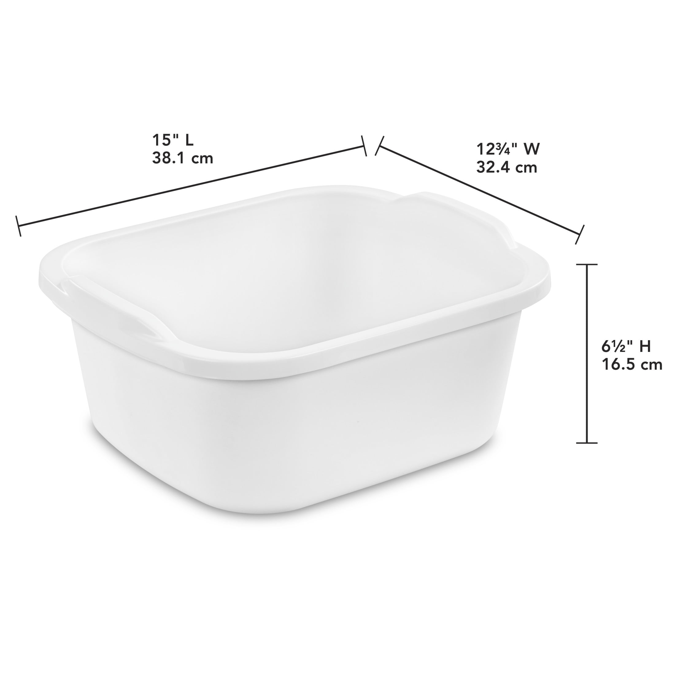 Sterilite Multi-Purpose Dishpan, Heavy-Duty Plastic Sink Basin (White, 12 qt) 05hgb