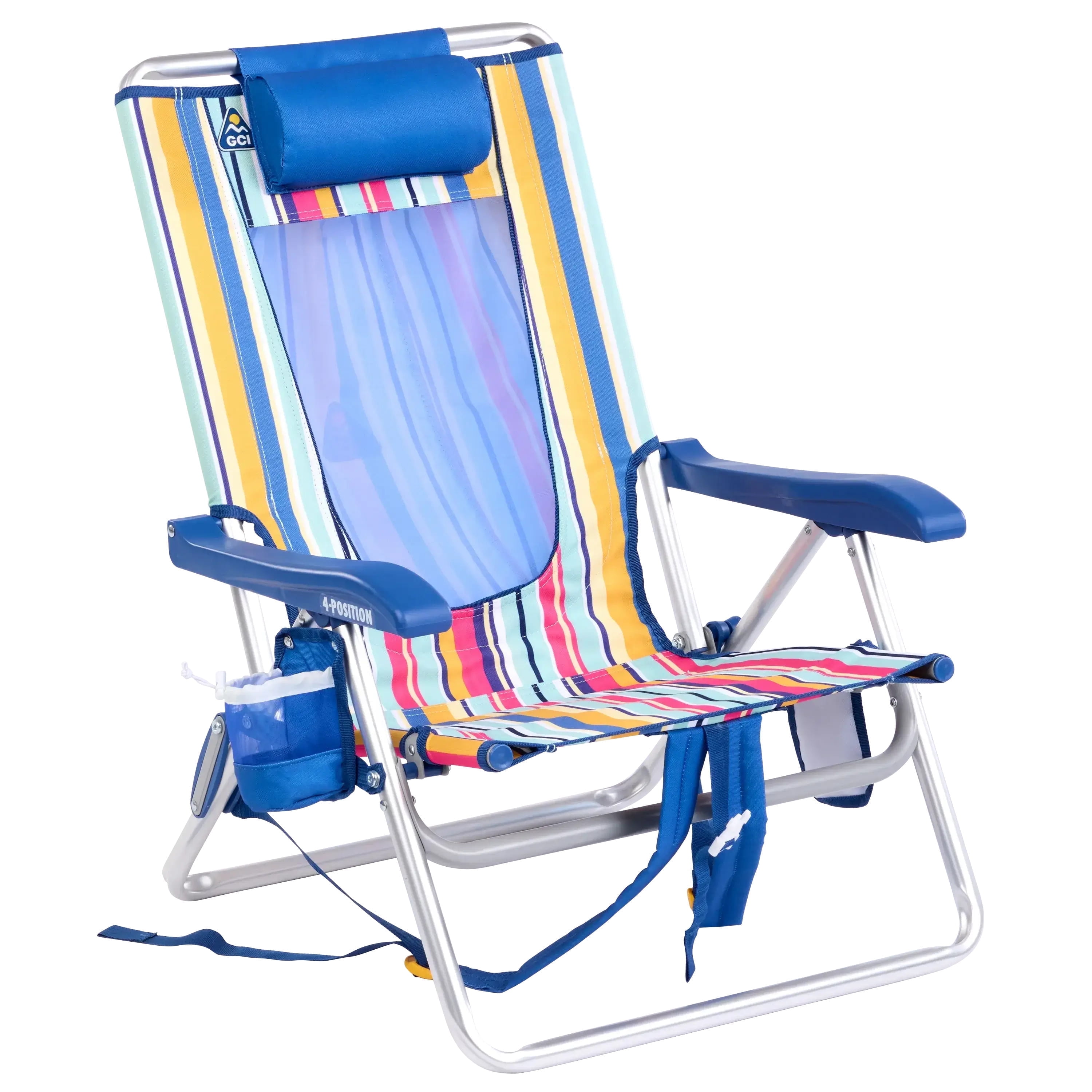 GCI Outdoor Backpack Beach Chair, Lightweight Low Profile Reclining Chair with Padded Straps (Multistripe, 8.6 lb) 3o2lz