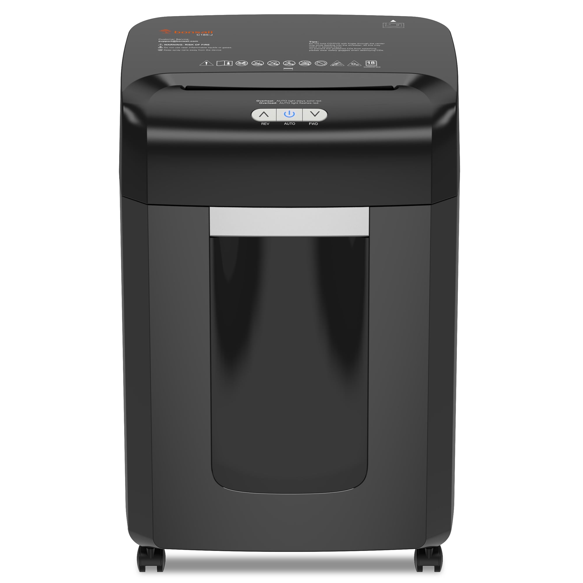 Bonsaii C185-J 18-Sheet Cross-Cut Paper Shredder (Black, 6.1 Gallon Bin) oe01s