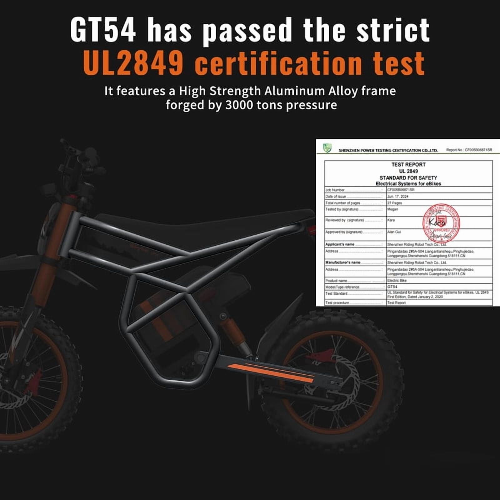 Riding'Times GT54 Electric Dirt Bike, 2000W Off-Road E-Bike with 27AH Battery, Dual Hydraulic Brakes (14 in / 12 in Tires) lyd0o