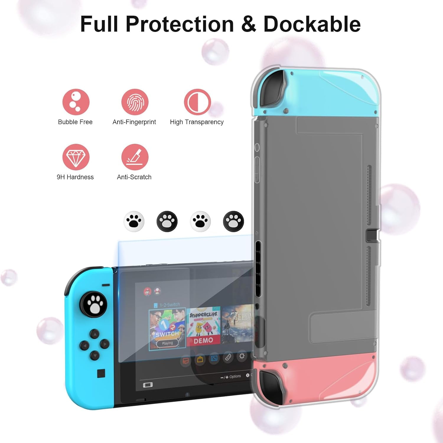 HOMICOZY Carrying Case for Nintendo Switch OLED, Protective Accessories Set with TPU Cover, Screen Protector, and Adjustable Strap (Pink Crocodile, 10.4 x 5.1 x 1.8 in) wxav3