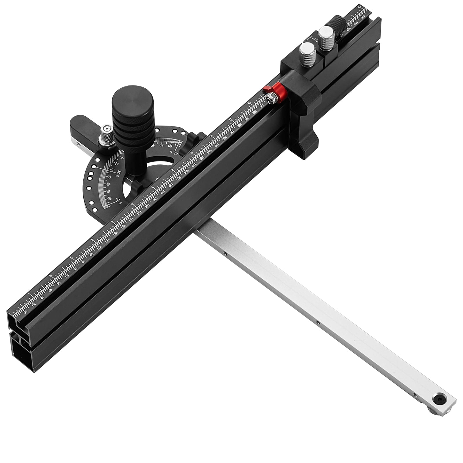 KFFKFF Table Saw Miter Gauge, Precision Woodworking Tool with 15 Angle Stops and Adjustable Plunger (3/4 in x 3/8 in Slot, 18 in) tfd0r