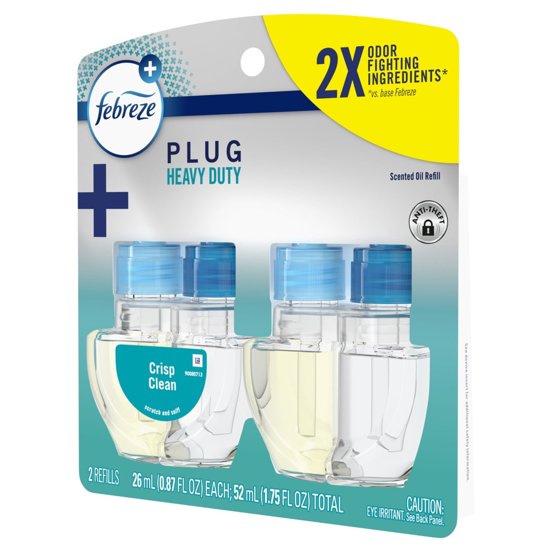 Febreze Fade Defy Plug In Air Freshener Refills, Odor-Fighting Scented Oil, Heavy Duty Crisp Clean (2 Count, 1.74 fl oz) efnko