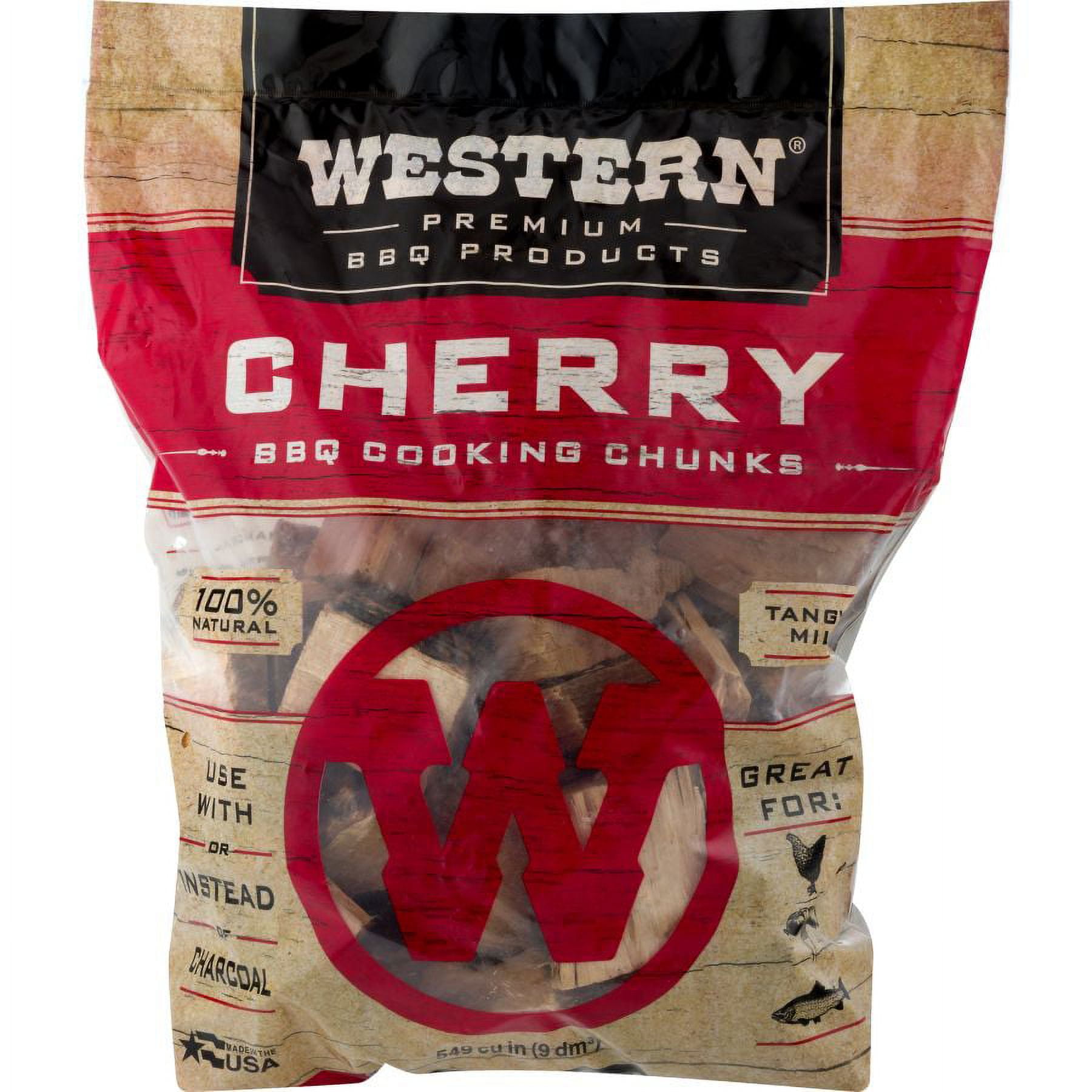 Western BBQ Premium Cherry Wood Cooking Chunks for Smoking and Grilling (549 cu in) kzx7s