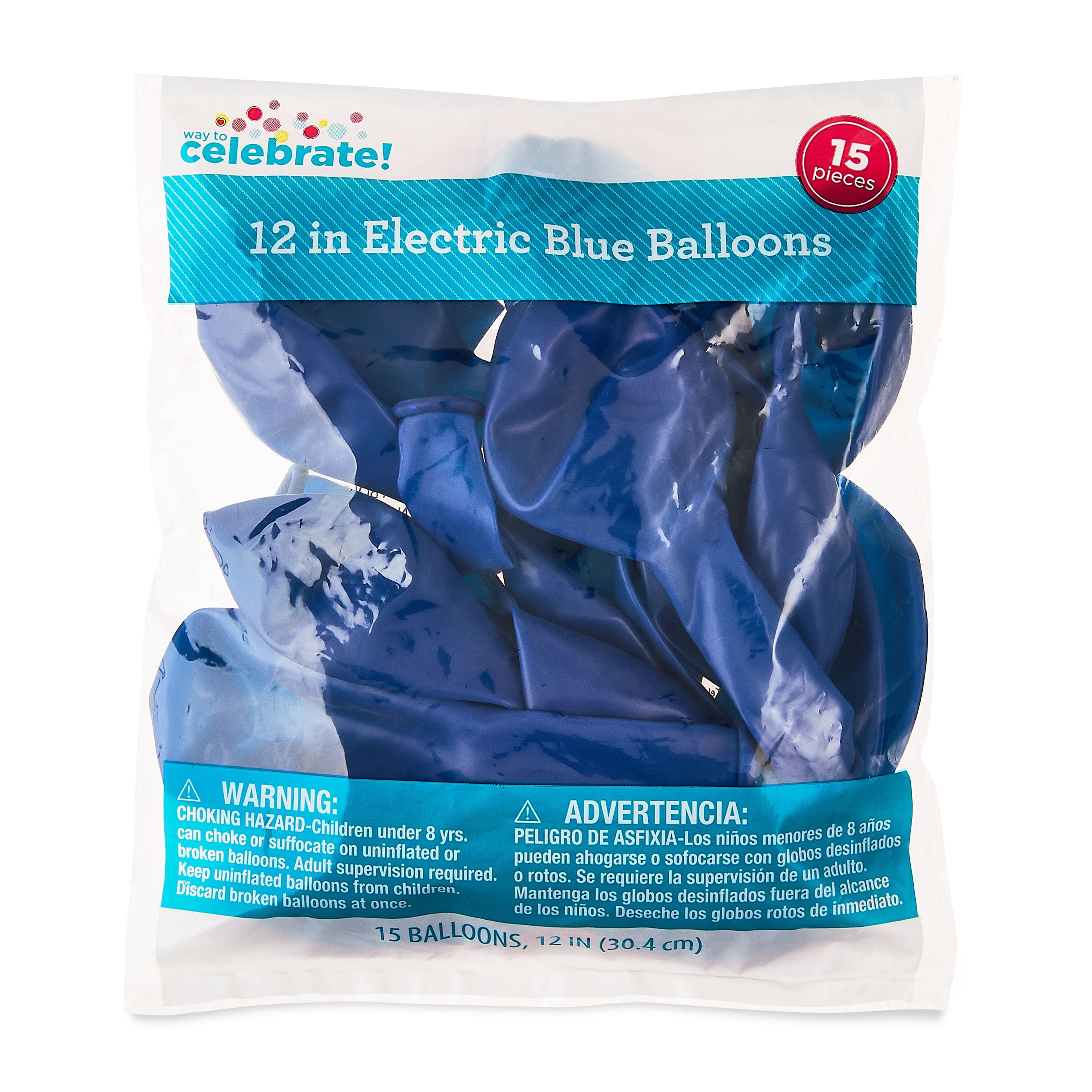 Way To Celebrate Electric Blue Latex Balloons (Electric Blue, 15 Pieces, 12 in) ejvib