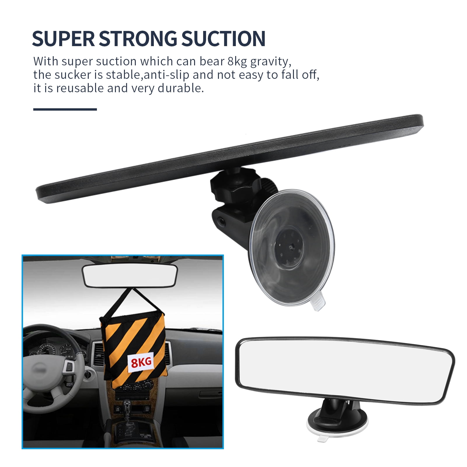 Anxingo Interior Rear View Mirror, Adjustable Wide Angle Blind Spot Mirror for Cars Trucks and SUVs (9.64 in x 2.6 in, White) 7k4cx