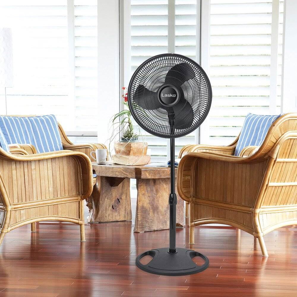 Lasko 16 in Oscillating 3-Speed Adjustable Pedestal Stand Fan (Black, 2 Pack) 19xvg