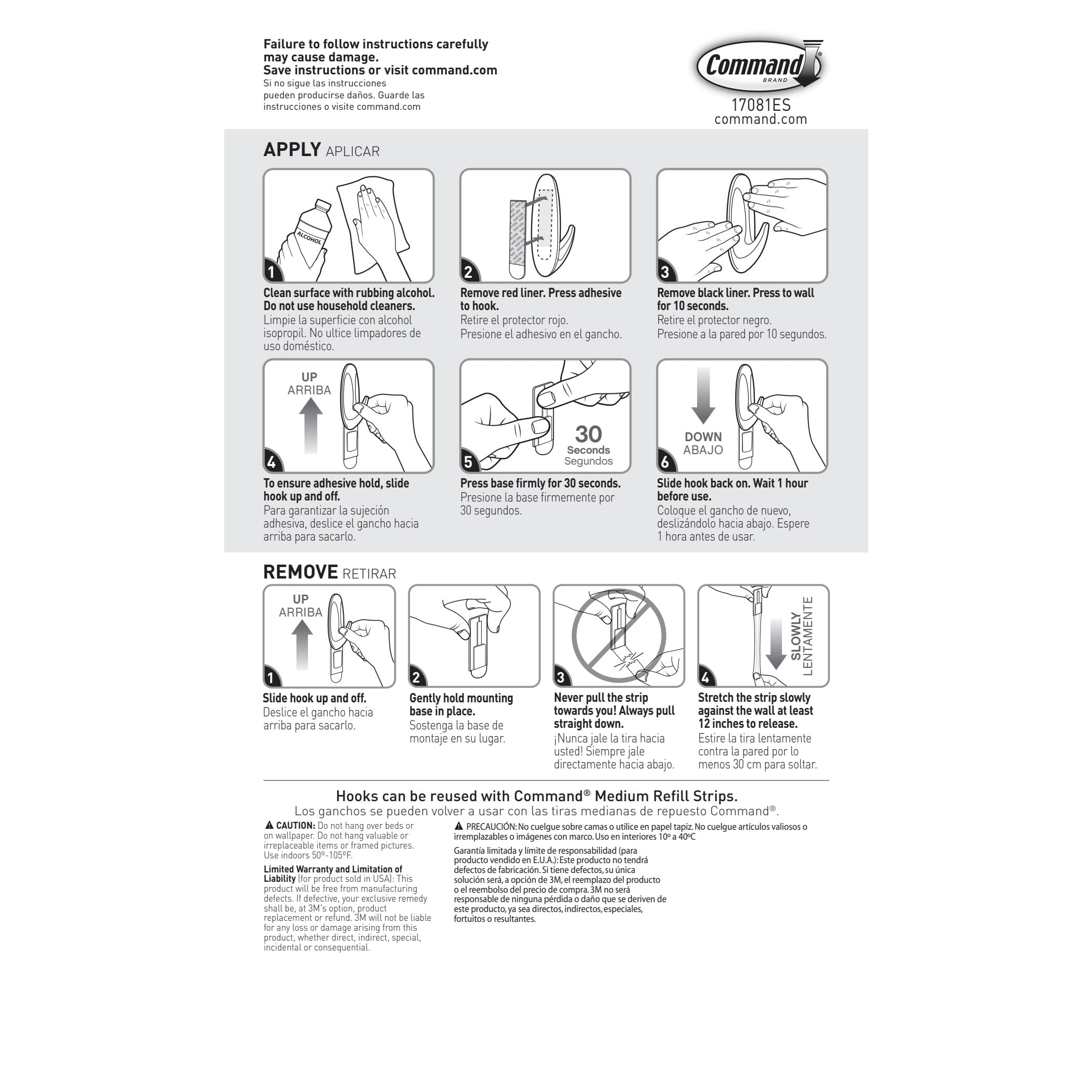 Command General Purpose Wall Hooks, Damage-Free Adhesive Hanging Set (White, 4 Hooks & 8 Strips) 6rp0l