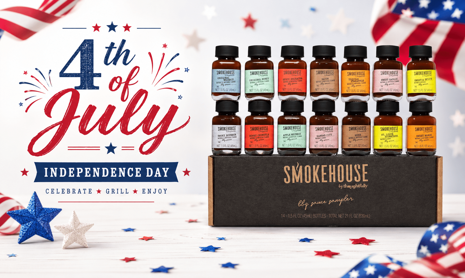 Thoughtfully Gourmet Barbeque Sauce Gift Set, Sweet and Spicy Sampler Variety Pack (14 Count) h1r3k