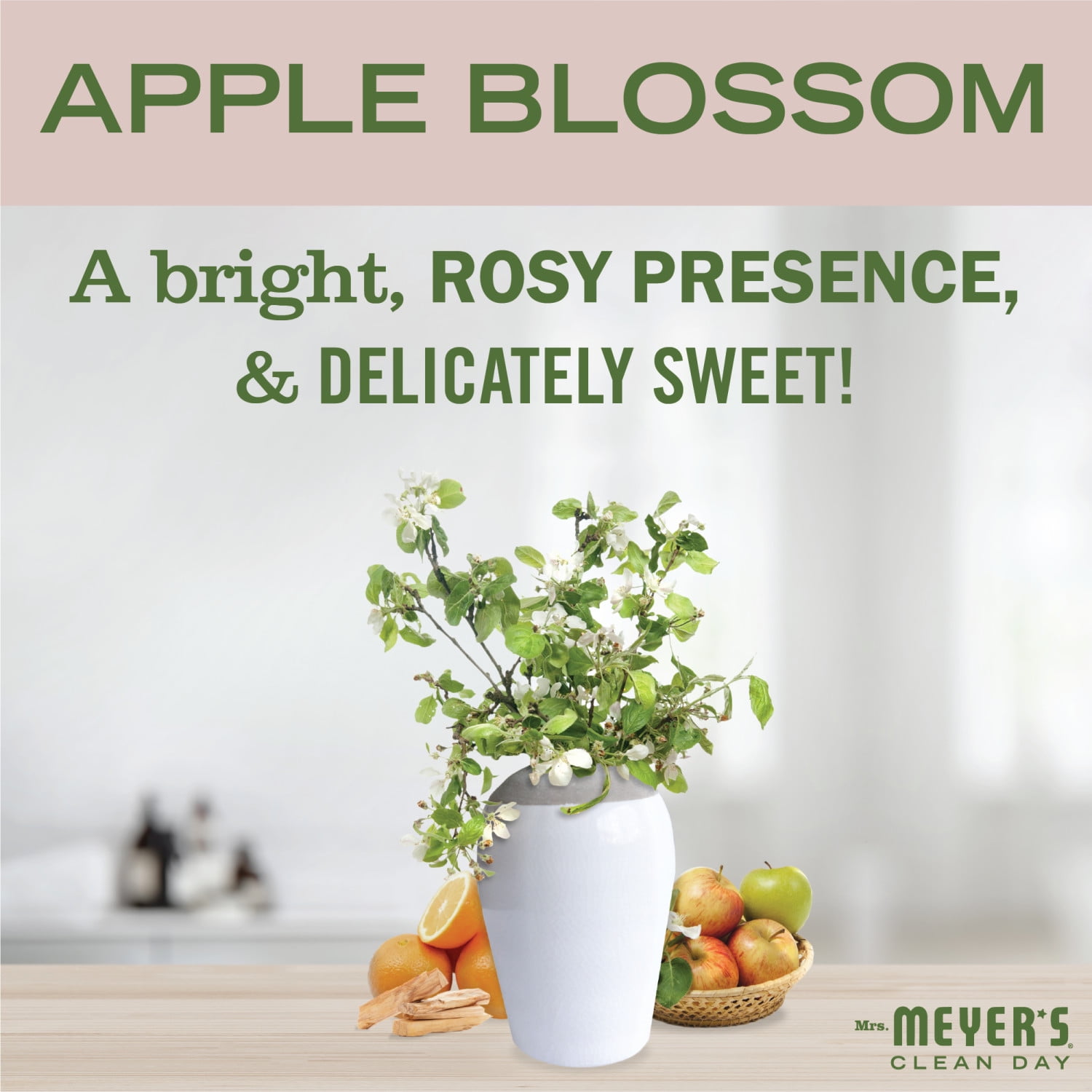Mrs. Meyer's Vinegar Gel Cleaning Spray, Bathroom Surface Cleaner, No-Rinse Formula (Apple Blossom, 16 fl oz) 60t1n