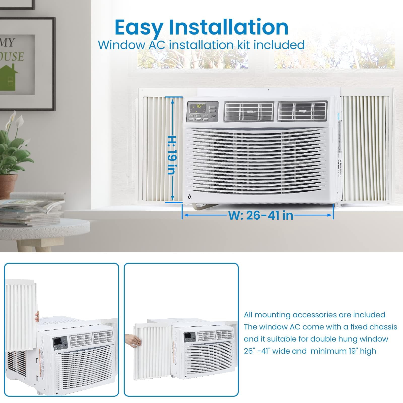Tropow Window Air Conditioner 10000 BTU Smart AC Unit with WiFi App and Remote Control (White, 450 Sq.Ft) vub5x