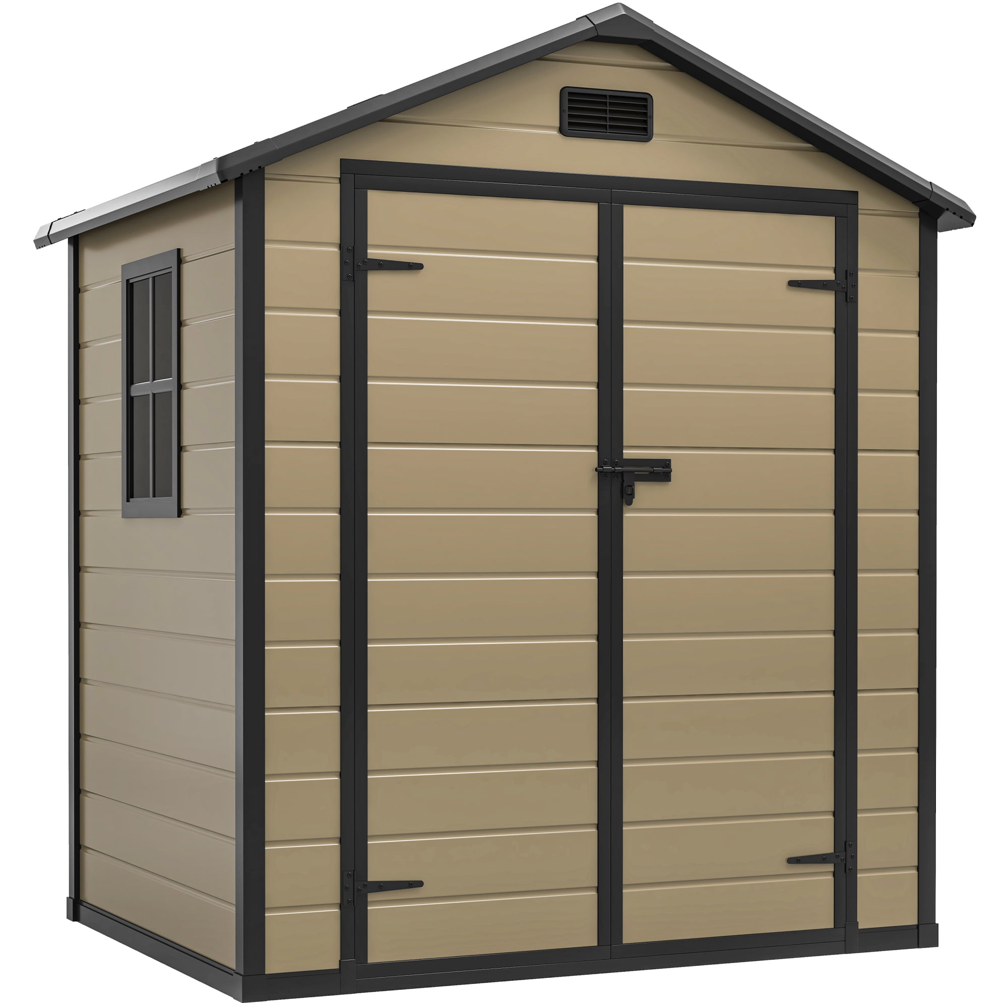 Dextrus Outdoor Storage Shed, Weather-Resistant Garden Tool Organizer with Reinforced Floor (Brown, 71.6 in x 40.6 in x 86.6 in) c3rvh