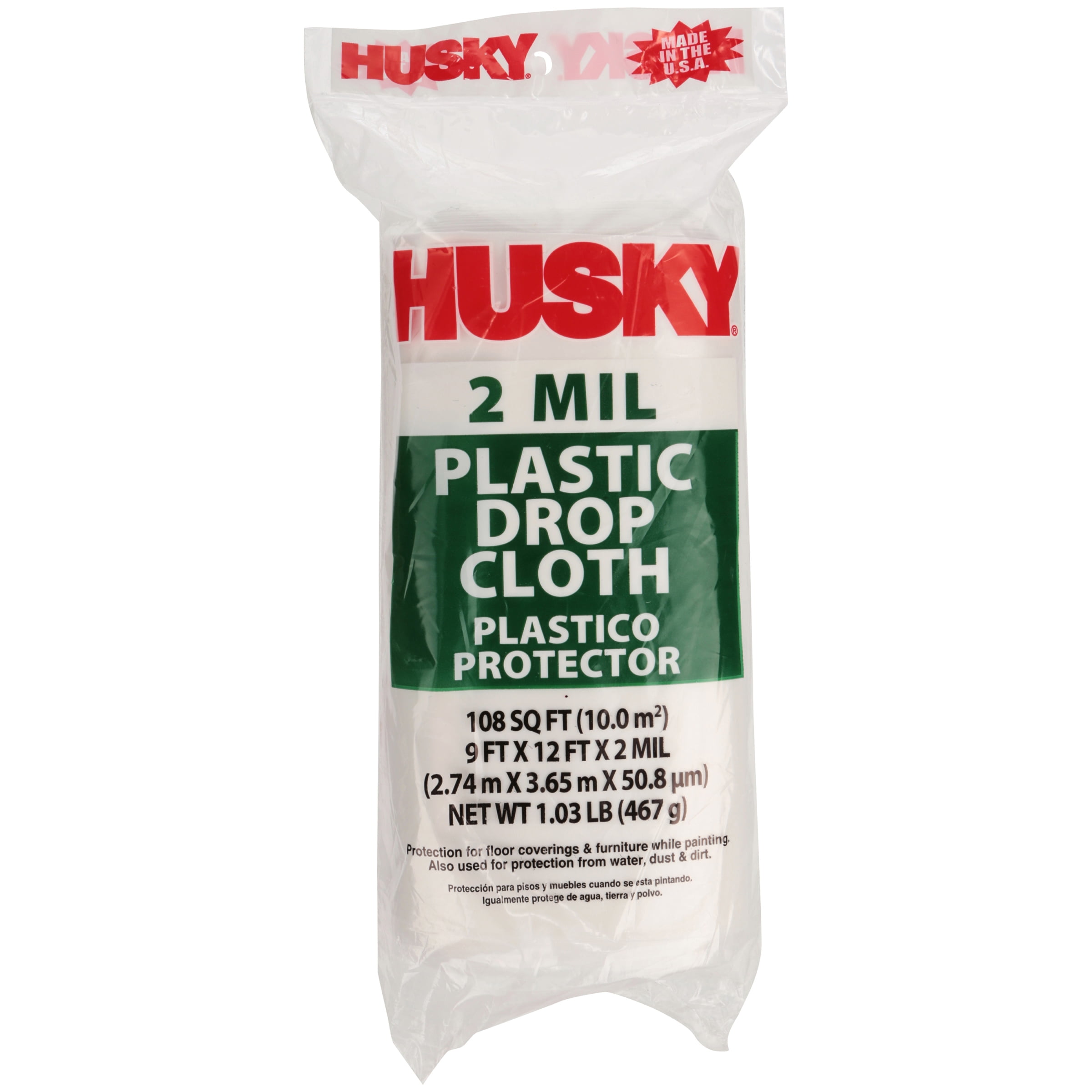 Husky Medium-Duty Plastic Drop Cloth (Clear, 9 ft x 12 ft) mrdib