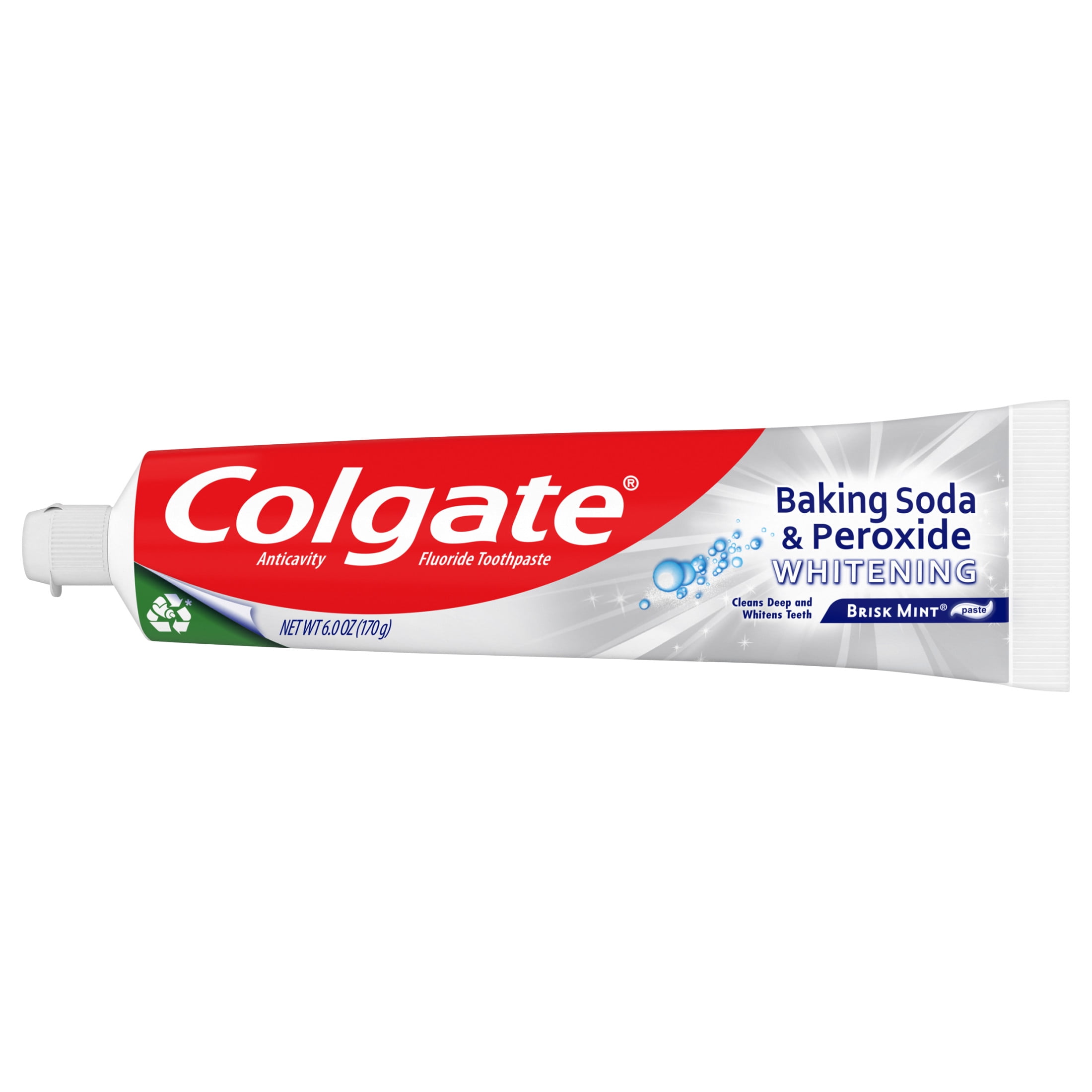 Colgate Baking Soda and Peroxide Whitening Toothpaste, Brisk Mint, Cavity Protection (3 Pack, 6 oz) i4172