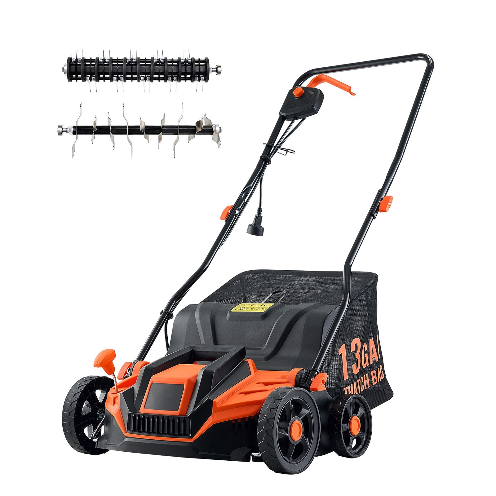 Shenmamo 13 Amp Electric Lawn Dethatcher and Scarifier (13-Inch, 13-Gallon Collection Bag) wa9lv