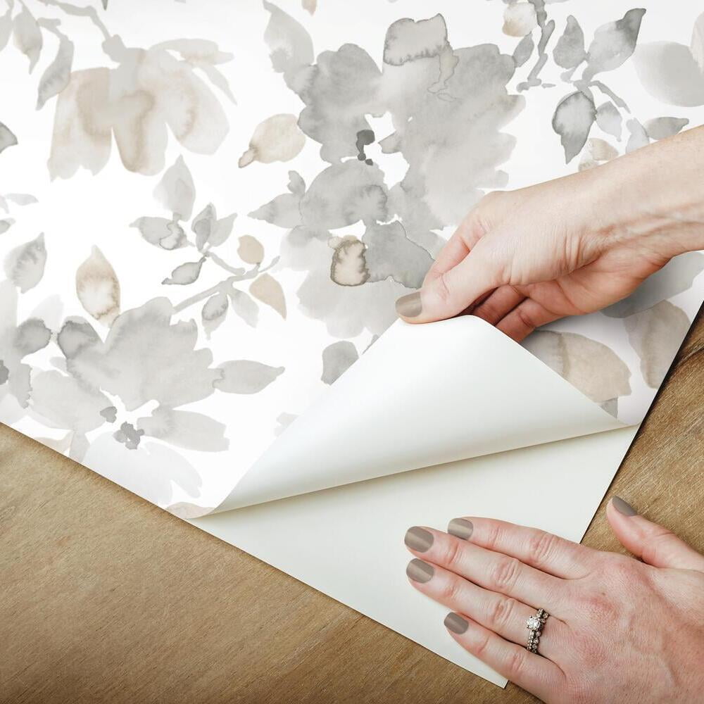 RoomMates Floral Peel and Stick Wallpaper, Removable Self-Adhesive Wall Decor (Light Pink, 28.18 sq ft) 01qoa