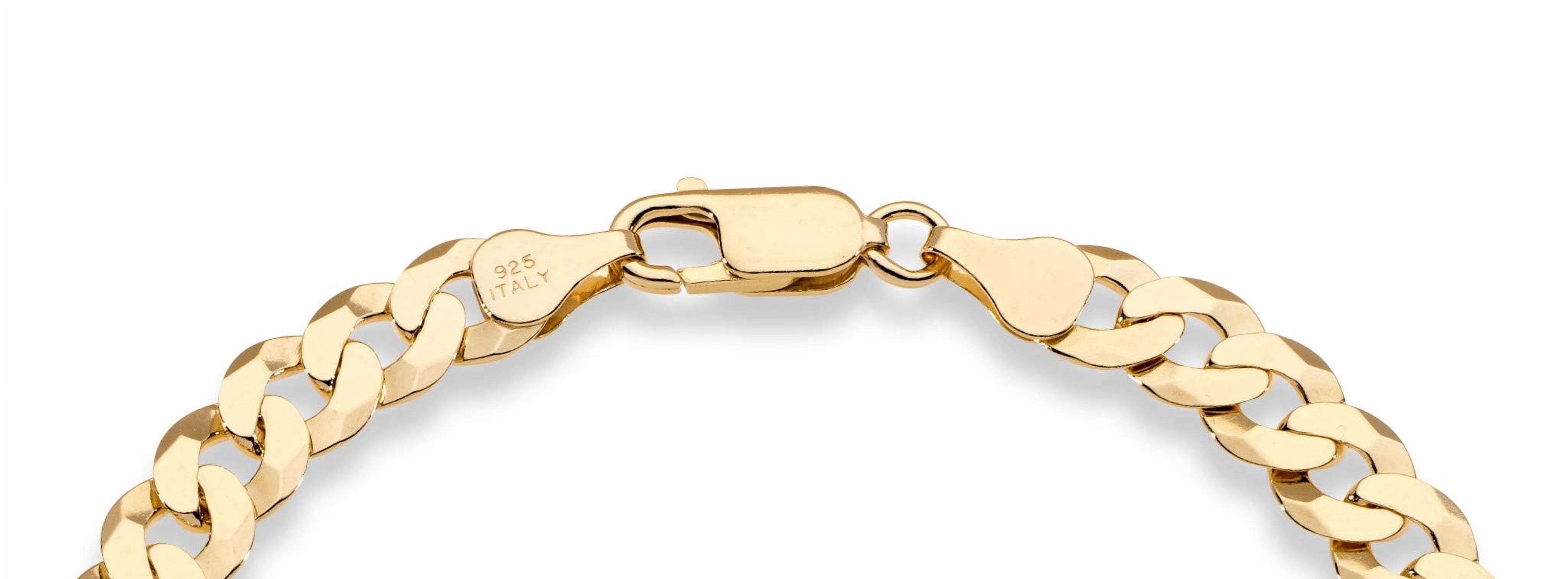 Miabella 18K Gold Over Sterling Silver Italian 7mm Diamond-Cut Cuban Link Curb Chain Bracelet (Gold, 7.5 in) q08jm