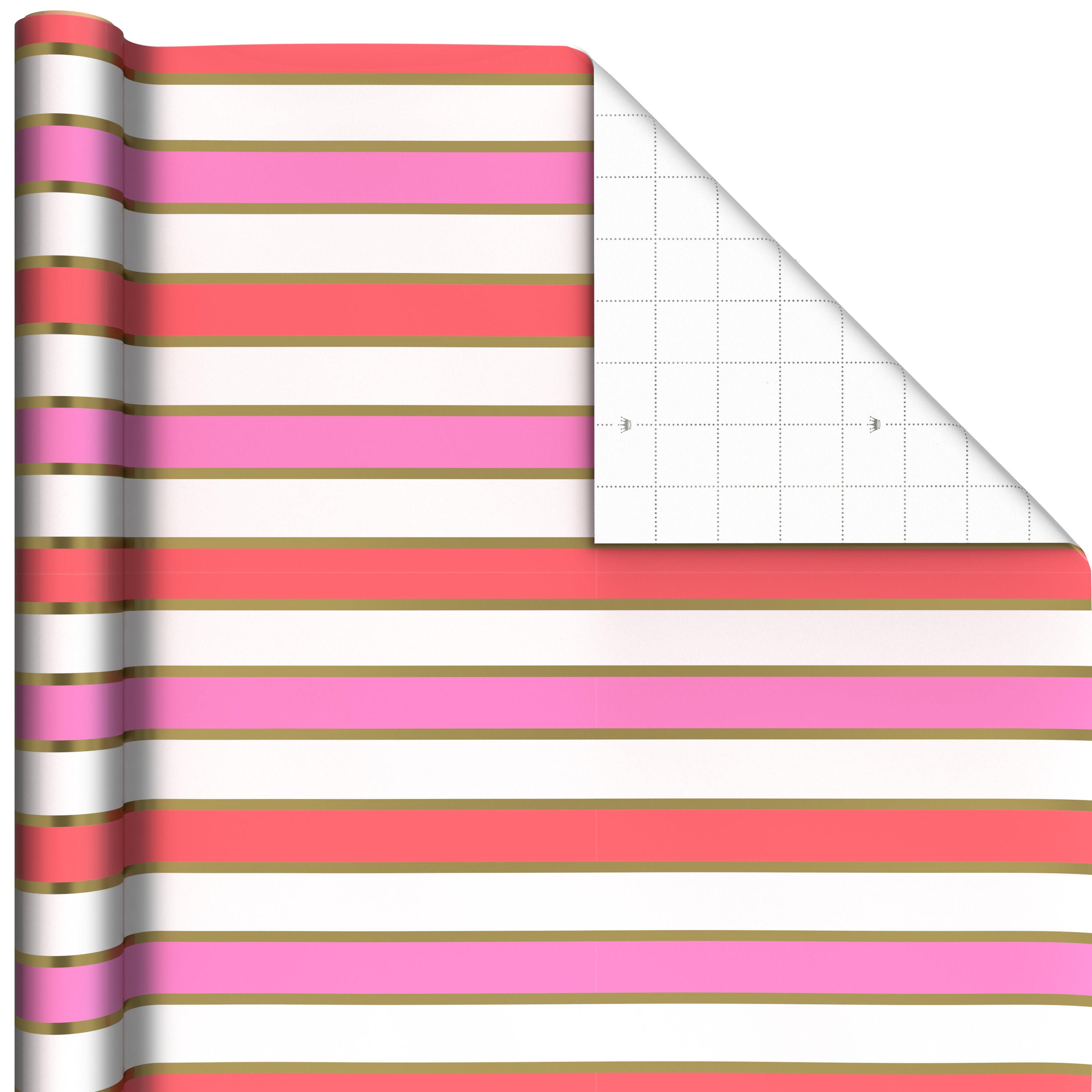 Hallmark Premium Gift Wrapping Paper (Pink and Gold Foil Stripes, 17.5 sq. ft.) j9mes