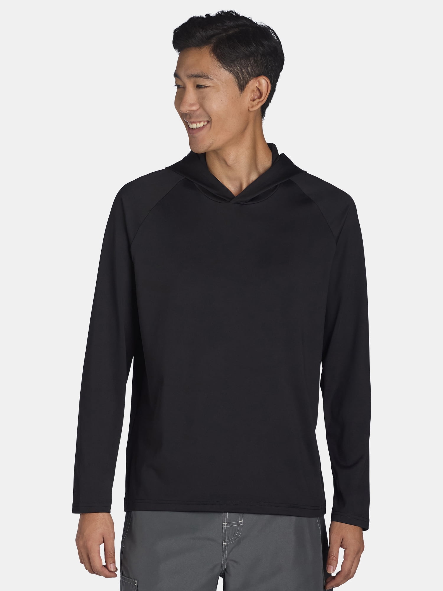 George Men's Hooded Sun Shirt UPF 50+ Long Sleeve Performance Tee (Black, S) c06el