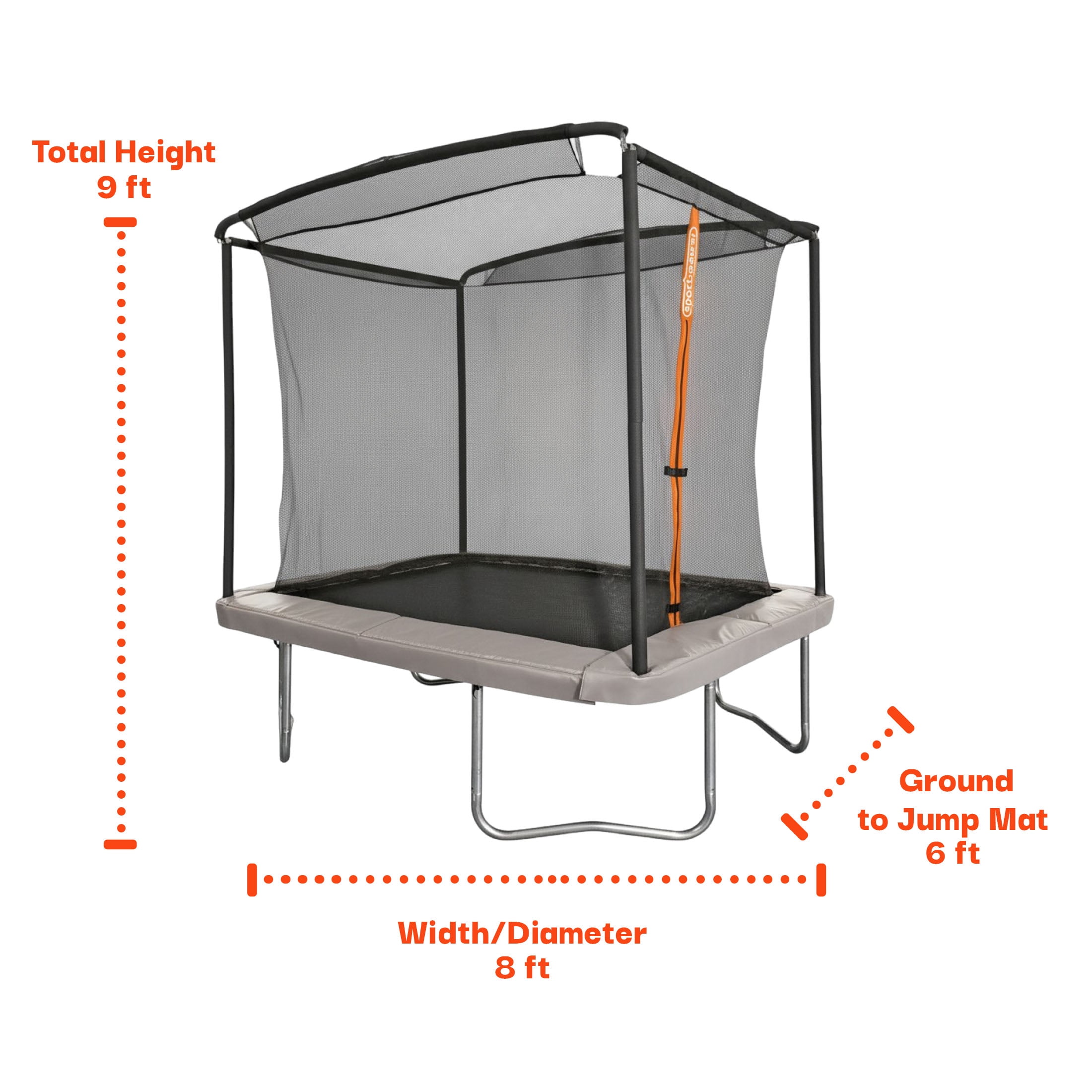 Bounce Pro 6x8 ft Rectangular Trampoline with Safety Enclosure, Heavy-Duty Rust-Resistant Steel Frame (6x8 ft) 3wcxm
